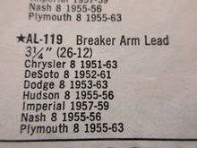 Load image into Gallery viewer, N0RS AL-119 repl 26-12 Chrysler DeSoto Dodge Plymouth Hudson Nash 51 52 53 54 55 56 57 58 59 60 61 62 63 distr. breaker arm lead shipping include