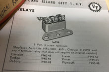 Load image into Gallery viewer, L-736 nors 6v horn (4 screw terminals) relay repl. Autolite HRL-4001, 4101, 1113099  Chrysler DeSoto Dodge  Plymouth  Kaiser Fraser 1940 41 42 46 47 48 49 50 51 52 53    75$ SHIPPING INCLUDE

