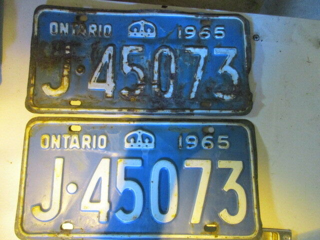 1965 Canada vintage collectible Ontario license plate 65 Pair
