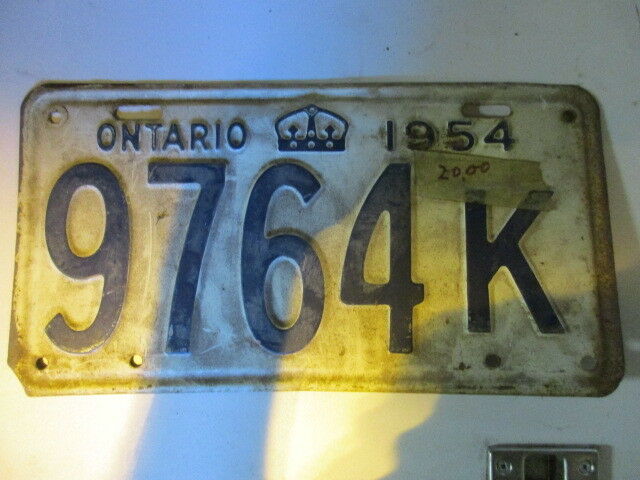 1954 Canada vintage collectible Ontario license plate 54