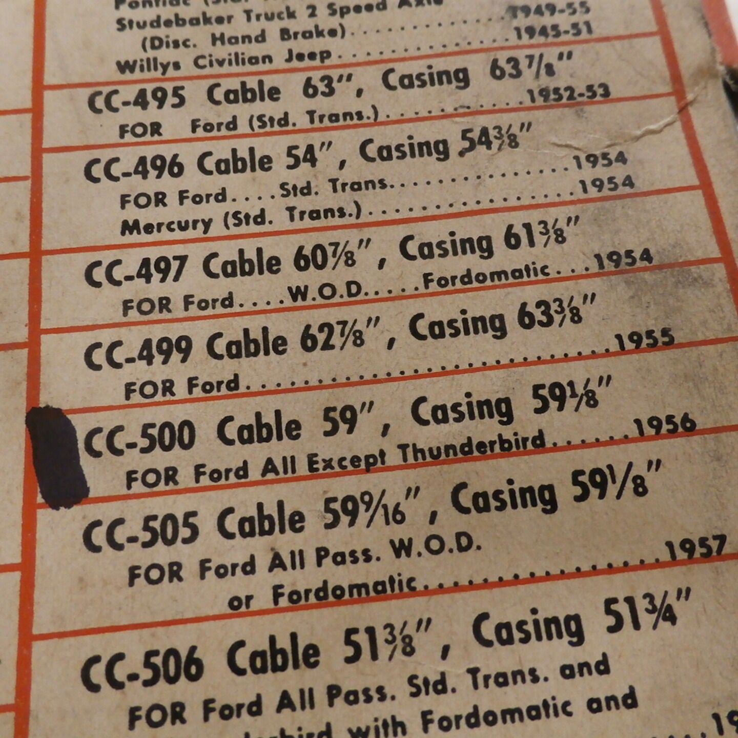 Fomoco NORS 1956 Ford all model except Thunderbird speedometer cable C