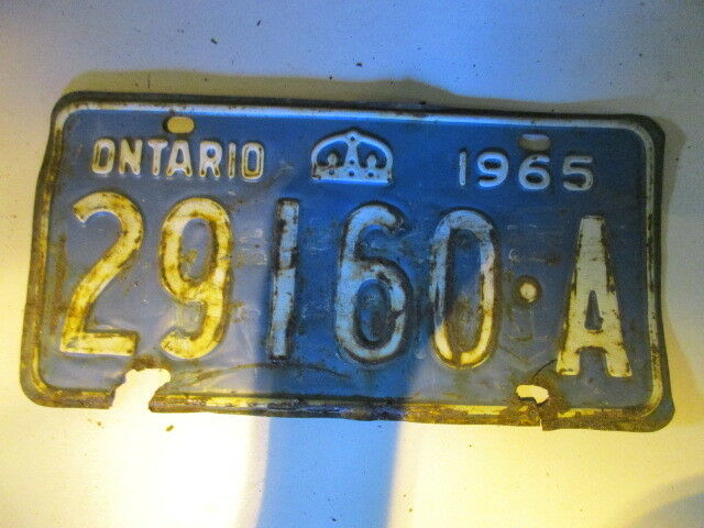 1965 Canada vintage collectible Ontario license plate 65 A 29