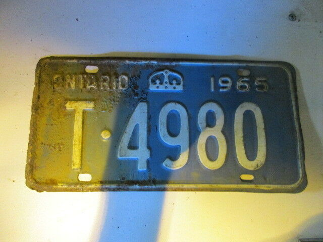 1965 Canada vintage collectible Ontario license plate 65 « T » taxi ?