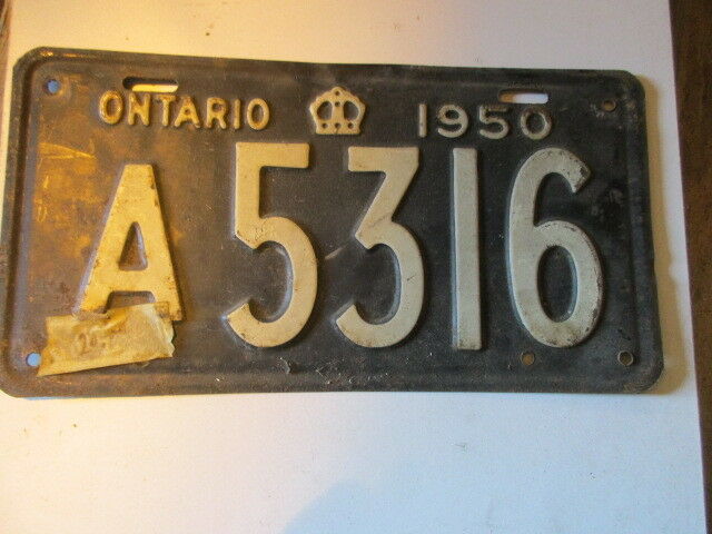 1950 Canada vintage collectible Ontario license plate 50 A