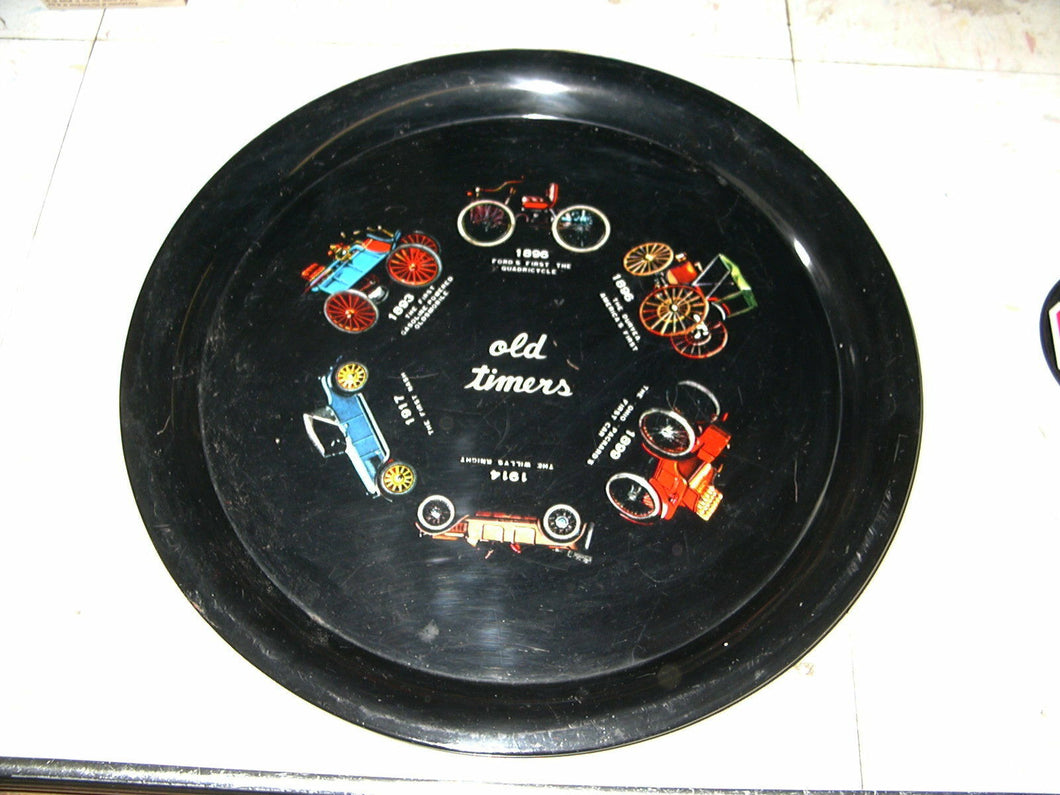 Automobilia drink service platter Old timers17 14 OLDS Duryea Ford Nash Willys K