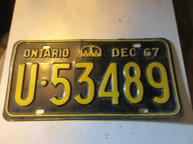 1967 Canada vintage collectible Ontario license plate DEC 67