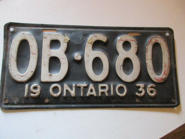 Canada vintage collectible Ontario license plate 1936 360