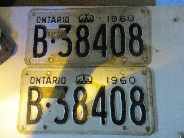 1960 Canada vintage collectible Ontario license plate 60 Pair
