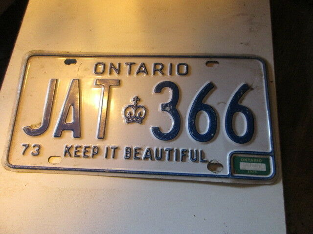 1973 Canada vintage collectible Ontario license plate  73 JAT